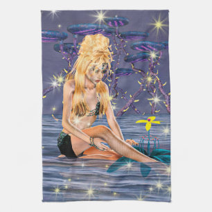 Golden Mermaid Tea Towel