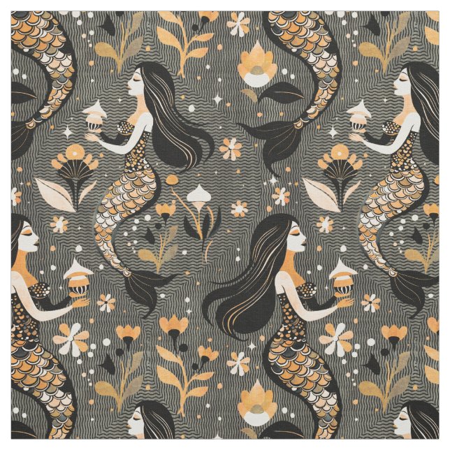 Golden Mermaids Fabric (Swatch)