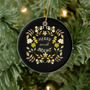 GOLDEN MERRY AND BRIGHT personalised Ceramic Tree Decoration