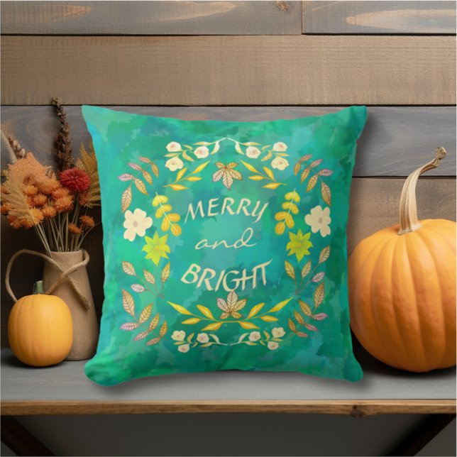 GOLDEN MERRY AND BRIGHT personalised Cushion (Creator Uploaded)