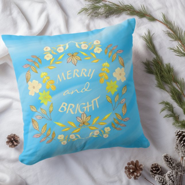 GOLDEN MERRY AND BRIGHT personalised Cushion (Creator Uploaded)