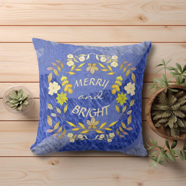 GOLDEN MERRY AND BRIGHT personalised Cushion (Creator Uploaded)
