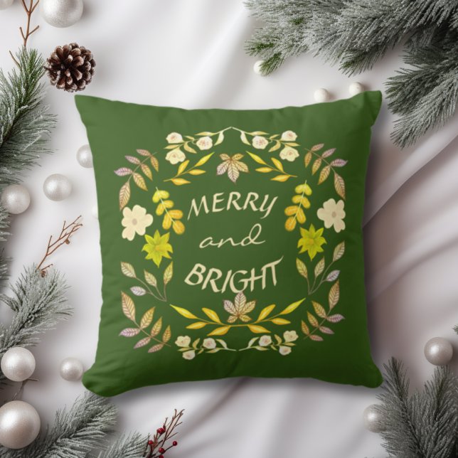 GOLDEN MERRY AND BRIGHT personalised Cushion (Creator Uploaded)