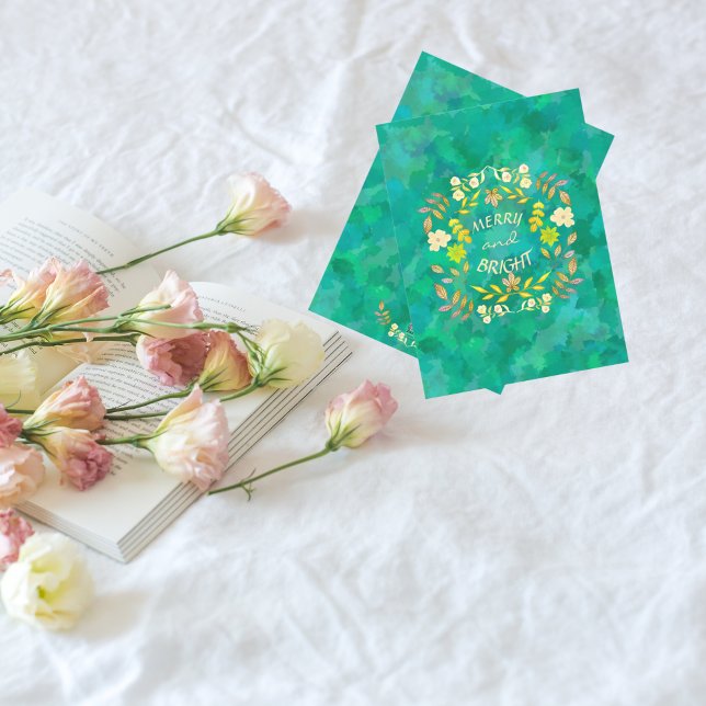 GOLDEN MERRY AND BRIGHT personalised Holiday Card (Creator Uploaded)