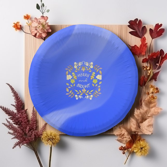 GOLDEN MERRY AND BRIGHT personalised Paper Plate (Creator Uploaded)