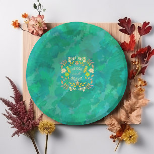 GOLDEN MERRY AND BRIGHT personalised Paper Plate