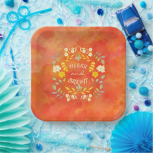 GOLDEN MERRY AND BRIGHT personalised Paper Plate