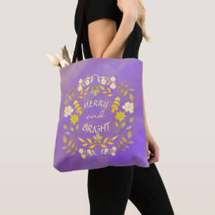 GOLDEN MERRY AND BRIGHT personalised  Tote Bag