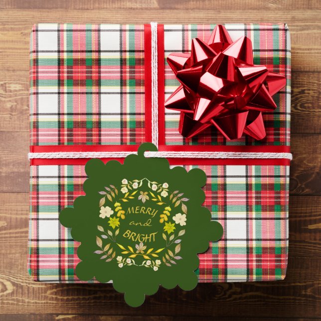 GOLDEN MERRY AND BRIGHT personalised Tree Decoration Card (Insitu (Gift))