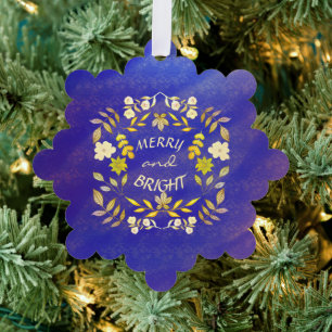 GOLDEN MERRY AND BRIGHT personalised Tree Decoration Card