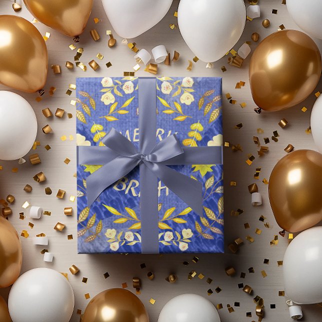 GOLDEN MERRY AND BRIGHT personalised Wrapping Paper (Creator Uploaded)