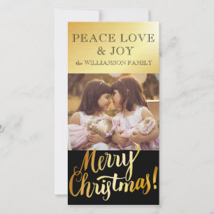 Golden Merry Christmas Family Photo Card