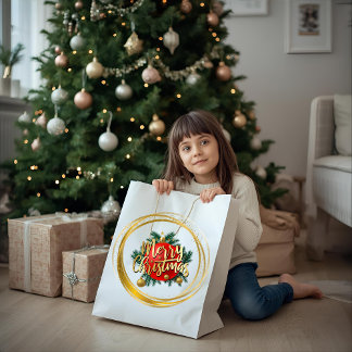 Golden Merry Christmas Gift Bag