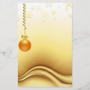 Golden Merry Christmas Stationery