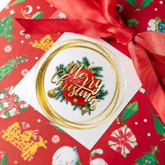 Golden Merry Christmas Sticker
