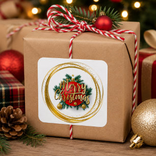 Golden Merry Christmas Sticker