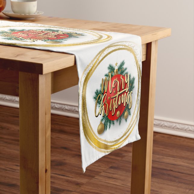Golden Merry Christmas Table Runner (In Situ)