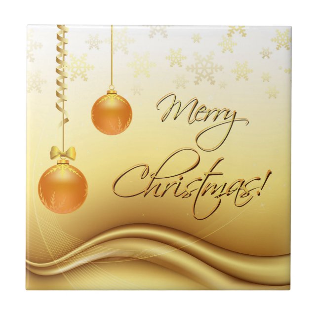 Golden Merry Christmas Tile (Front)