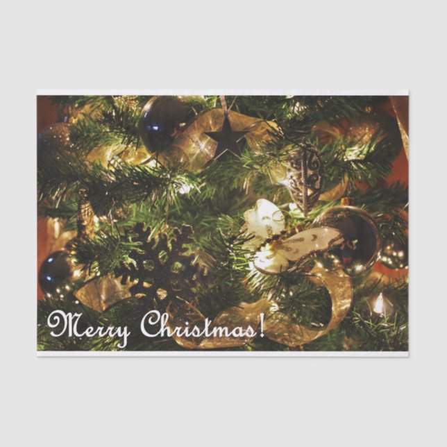 Golden Merry Christmas Tissue Paper (Front)