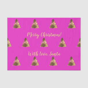 Golden Merry Christmas Tree with Candles Elegant Tissue Paper