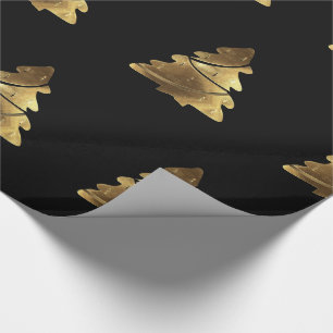 Golden Merry Christmas Tree with Candles Elegant Wrapping Paper