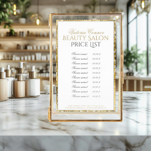 Golden Metal Border Beauty Salon Price List Flyer