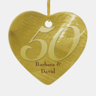 Golden Metal-Look Anniversary Ornament