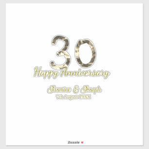 Golden Metallic 30th Happy anniversary add name