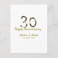 Golden Metallic 30th Happy anniversary add name