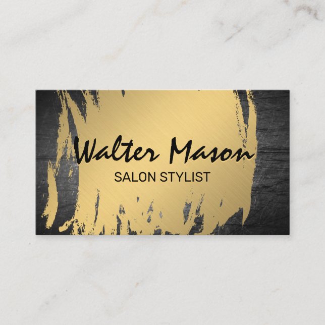 Golden Metallic Brushed | Scratched Metal Business Card (Front)