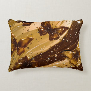 Golden Metallic Butterfly Glam Abstract Decorative Cushion