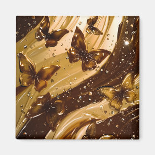 Golden Metallic Butterfly Glam Abstract Magnet