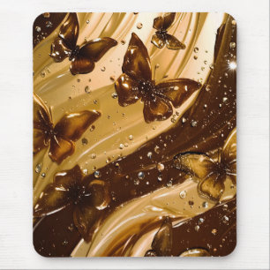 Golden Metallic Butterfly Glam Abstract Mouse Mat