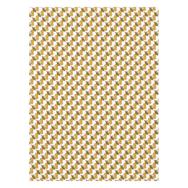 Golden Metallic Cherries Pattern Tablecloth (Front)