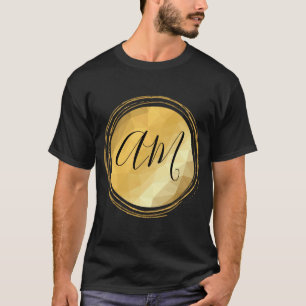 Golden metallic frame custom monogram letters T-Shirt