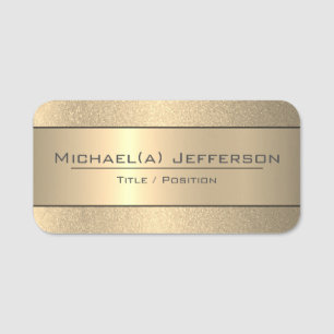 Golden Metallic & Glitter Luxury Timeless Elegance Name Tag