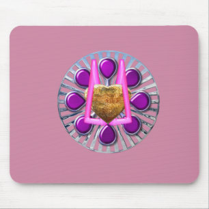 Golden Metallic Heart Stand Mouse Mat