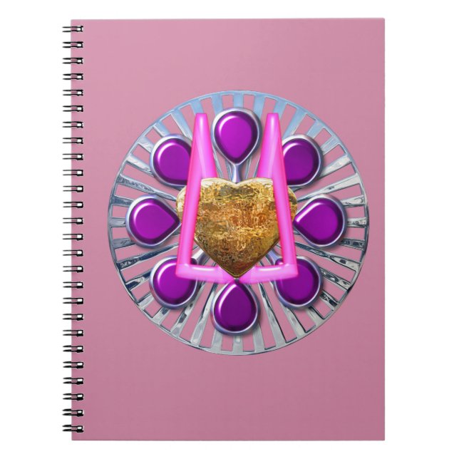 Golden Metallic Heart Stand Notebook (Front)