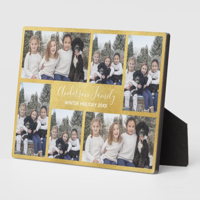 Golden Metallic Six Photo Plaque (Side)