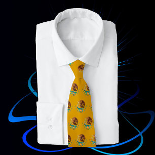 Golden Mexico Eagle fashion Tie, Mexican Flag Tie