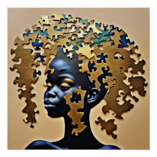 Golden Mind Awakening – Puzzle Soul Goddess Art Poster