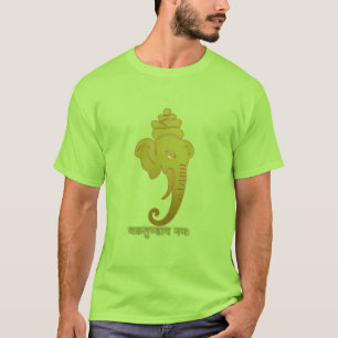 Golden Minimal Ganesha – Vakratundaya Namah T-Shirt