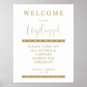 Golden Minimalist Unplugged Wedding Sign
