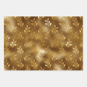Golden Mistletoe Christmas Holiday Wrapping Paper