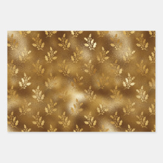 Golden Mistletoe Christmas Holiday Wrapping Paper