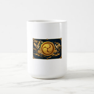 Golden Mitsudomoe Japanese Family Crest Coffee Mug