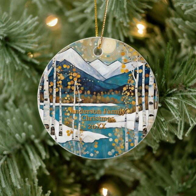 Golden Modern Aspen Mountains Ceramic Tree Decoration (Tree)