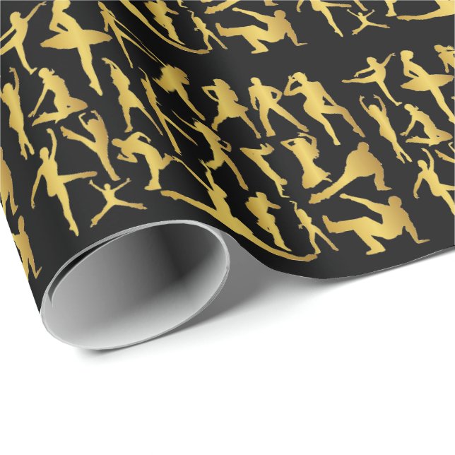 Golden Modern Classic Hip Hop Dance Black Wrapping Paper (Roll Corner)