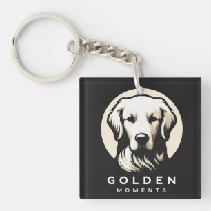 Golden Moments Sleek Minimalism Golden Retriever Key Ring