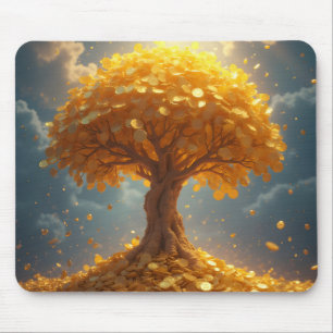 golden money tree gold coins mouse mat